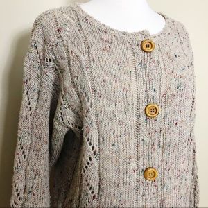 Vintage 80s Chunky Knit Multi Color Knob Cardigan